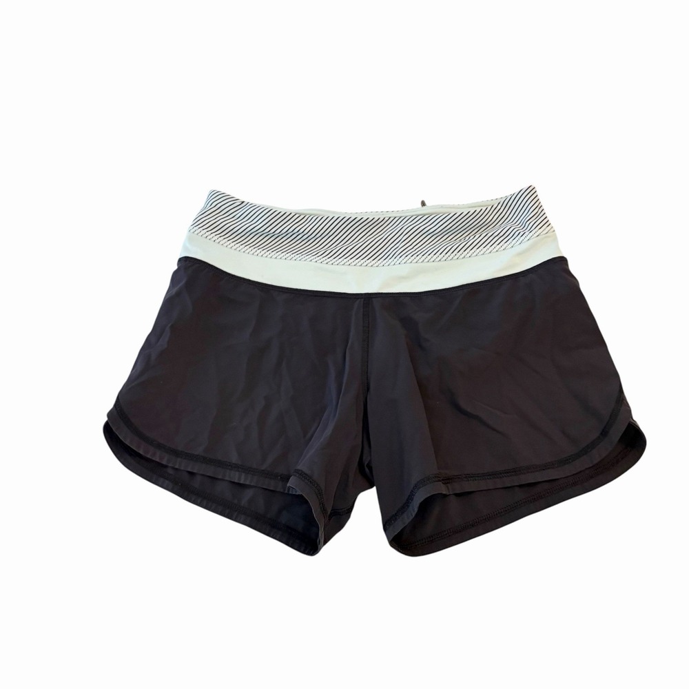 Lululemon Groove Run Shorts in Black Teal Hyperstripe Size 2